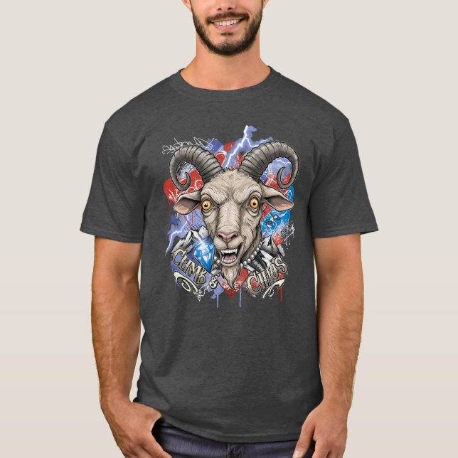 Graffiti Goat Face Tee – Urban Animal Art (Front)