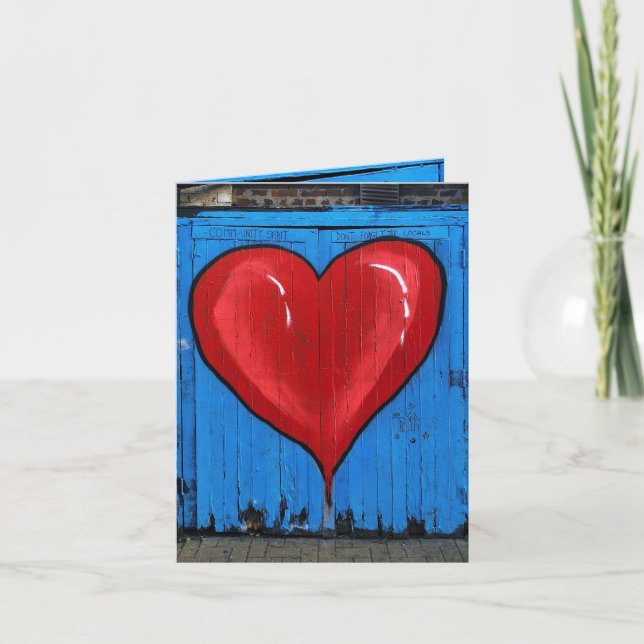 Graffiti Heart, blue wall, Valentine, Best Love  Card (Front)