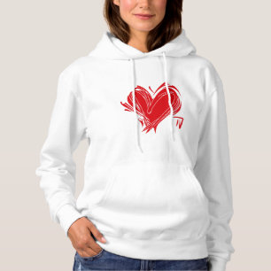 "Graffiti Heart Crop Hoodie - Edgy Love Statement"