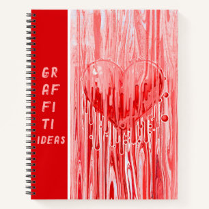 Graffiti Heart Paint Pour Pink Red Sketch Ideas Notebook