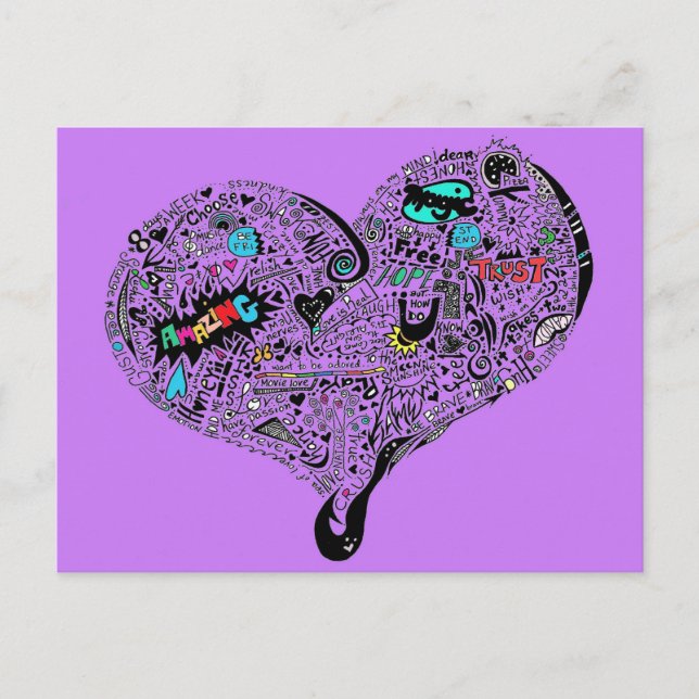 Graffiti Heart postcard purple (Front)