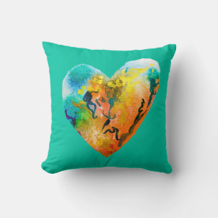 Graffiti heart watercolor art cushion