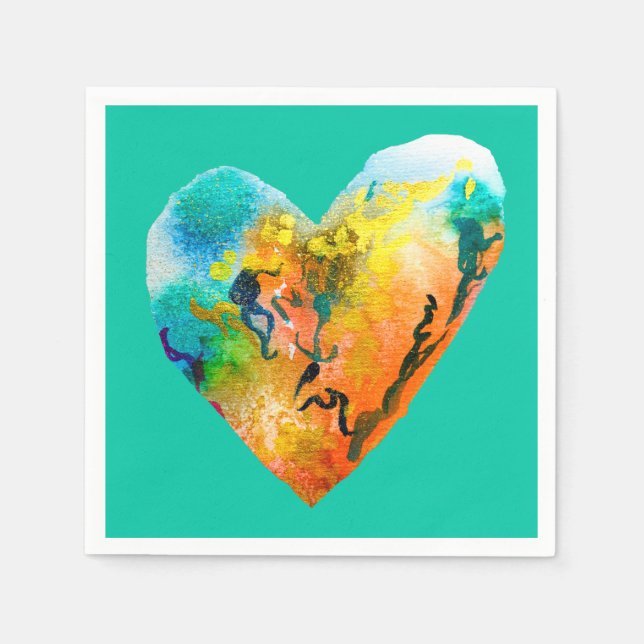 Graffiti heart watercolor art napkin (Front)