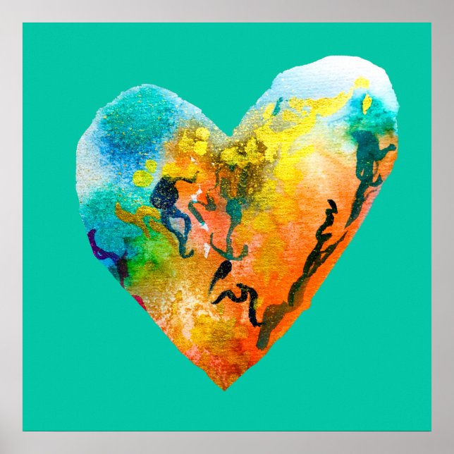 Graffiti heart watercolor art poster (Front)