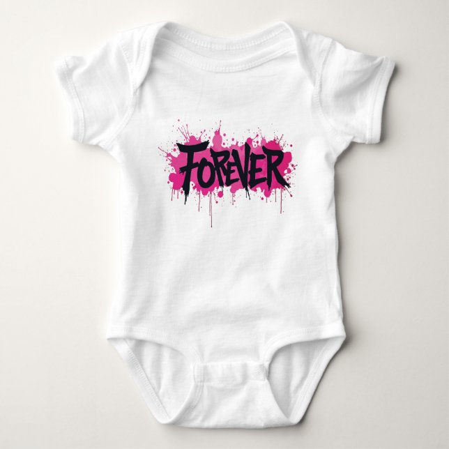 Graffiti Hot Pink "FOREVER" Baby Bodysuit (Front)