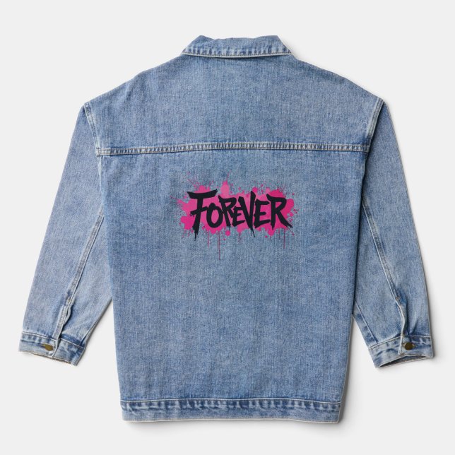 Graffiti Hot Pink "FOREVER" Denim Jacket (Back)