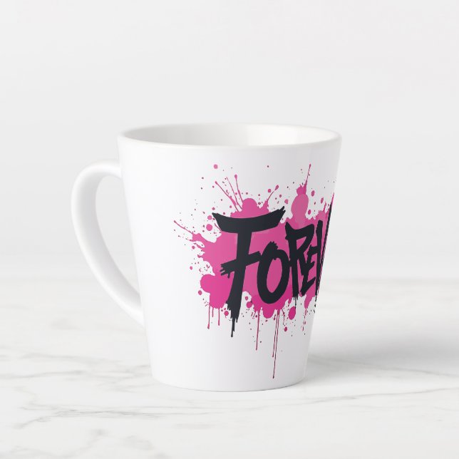 Graffiti Hot Pink "FOREVER" Latte Mug (Left Angle)