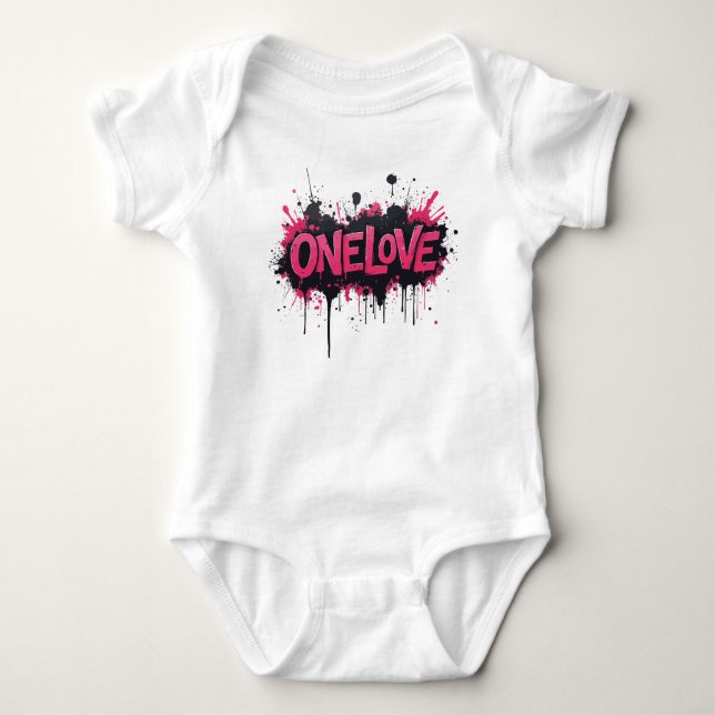 Graffiti Hot Pink "ONELOVE" Baby Bodysuit (Front)