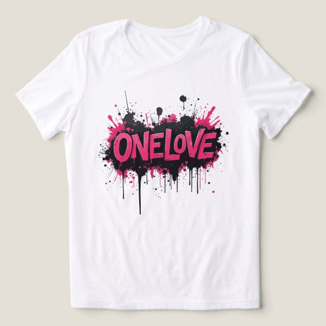 Graffiti Hot Pink "ONELOVE" Tri-Blend Shirt (Design Front)