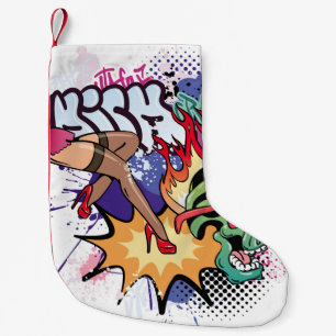 Graffiti illustration with street graffiti letters small christmas stocking