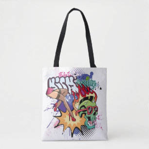 Graffiti illustration with street graffiti letters tote bag