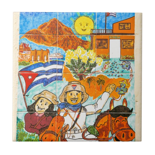 Graffiti in Havana, Cuba Tile (Front)