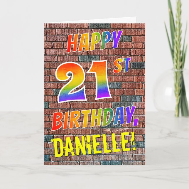 Graffiti Inspired Rainbow Look HAPPY 21ST BIRTHDAY Card (Front)