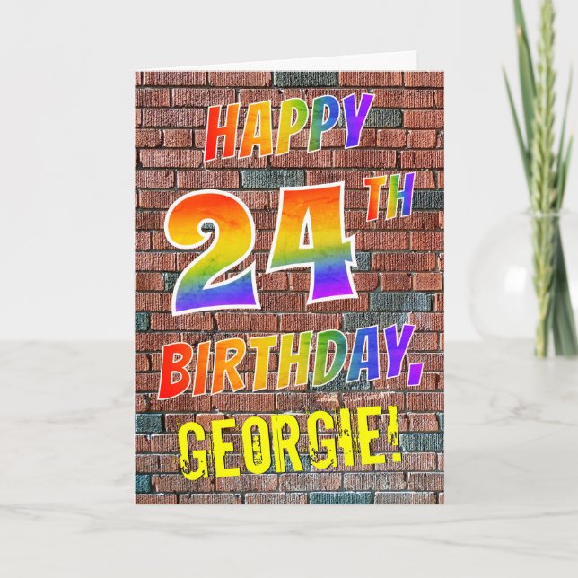 Graffiti Inspired Rainbow Look HAPPY 24TH BIRTHDAY Card (Front)