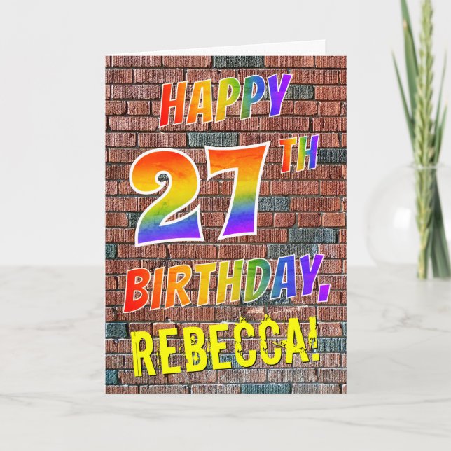 Graffiti Inspired Rainbow Look HAPPY 27TH BIRTHDAY Card (Front)