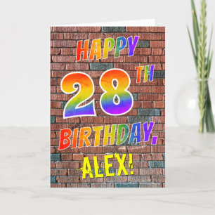 Graffiti Inspired Rainbow Look HAPPY 28TH BIRTHDAY Card