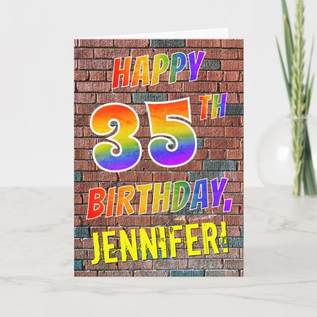 Graffiti Inspired Rainbow Look HAPPY 35TH BIRTHDAY Card (Front)