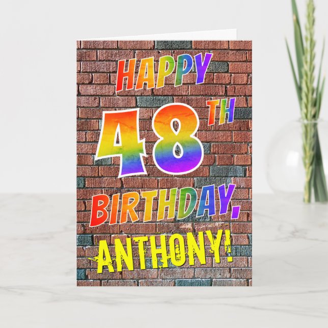 Graffiti Inspired Rainbow Look HAPPY 48TH BIRTHDAY Card (Front)
