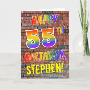 Graffiti Inspired Rainbow Look HAPPY 55TH BIRTHDAY Card