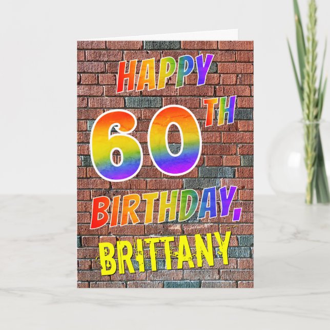 Graffiti Inspired Rainbow Look HAPPY 60TH BIRTHDAY Card (Front)