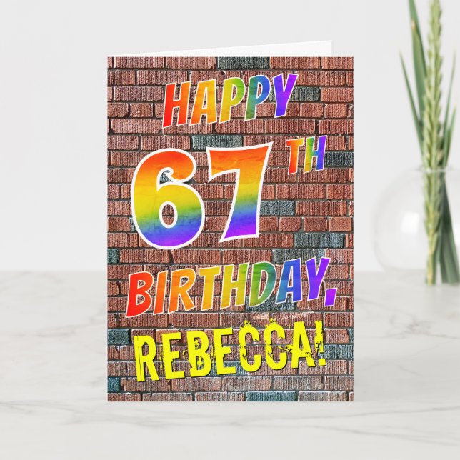 Graffiti Inspired Rainbow Look HAPPY 67TH BIRTHDAY Card (Front)