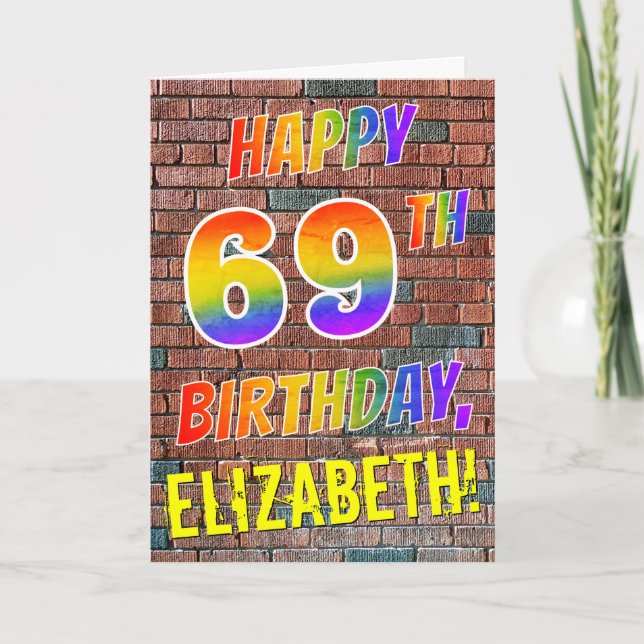 Graffiti Inspired Rainbow Look HAPPY 69TH BIRTHDAY Card (Front)