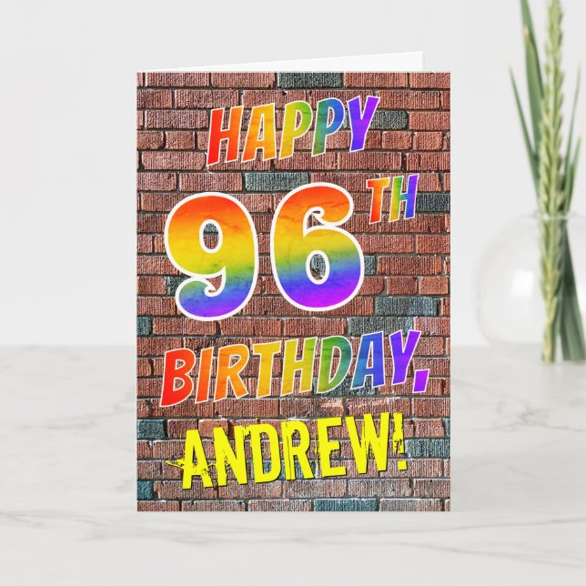 Graffiti Inspired Rainbow Look HAPPY 96TH BIRTHDAY Card (Front)