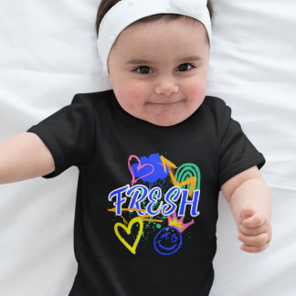 Graffiti-Inspired w/Hearts, Crown, & Arrows Baby Bodysuit