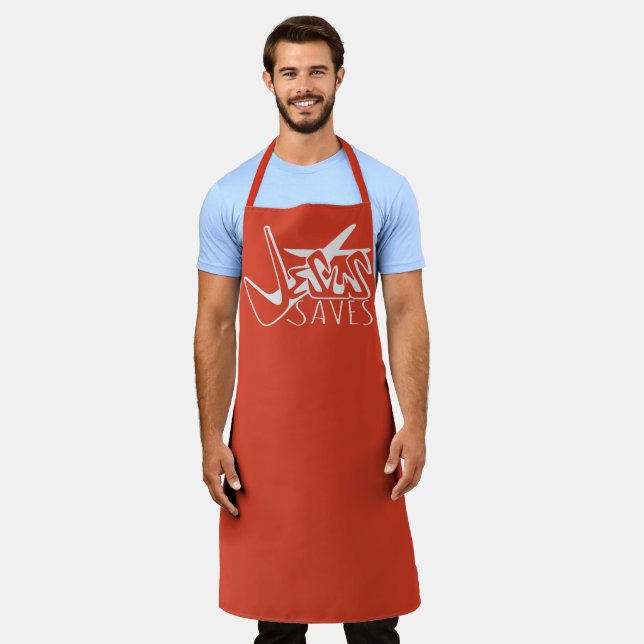 GRAFFITI JESUS SAVES CHRISTIAN APRON (Worn)