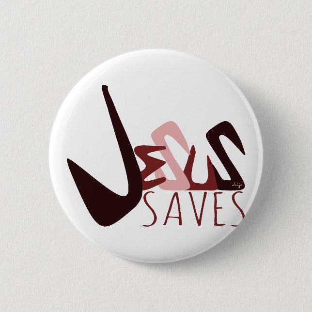 GRAFFITI JESUS SAVES in red 6 Cm Round Badge (Front)