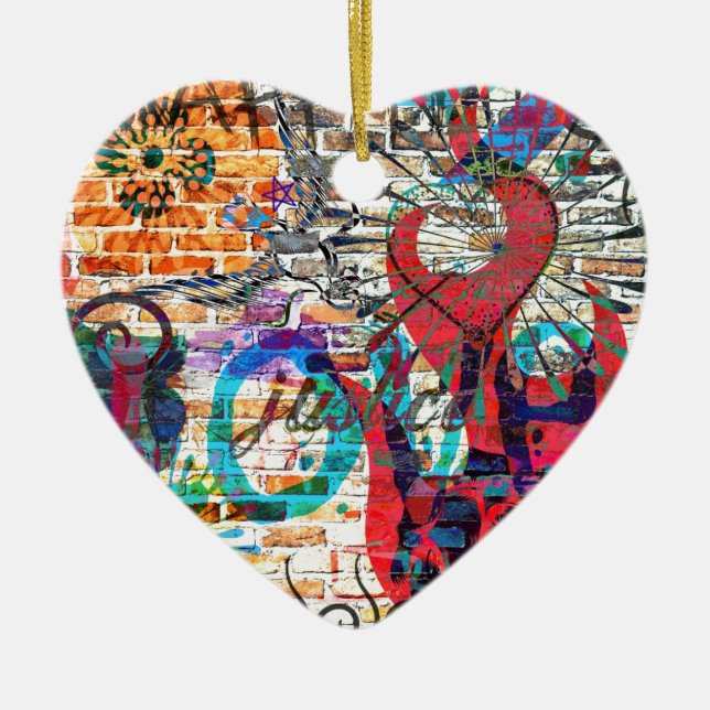 Graffiti Justice Ceramic Tree Decoration (Front)