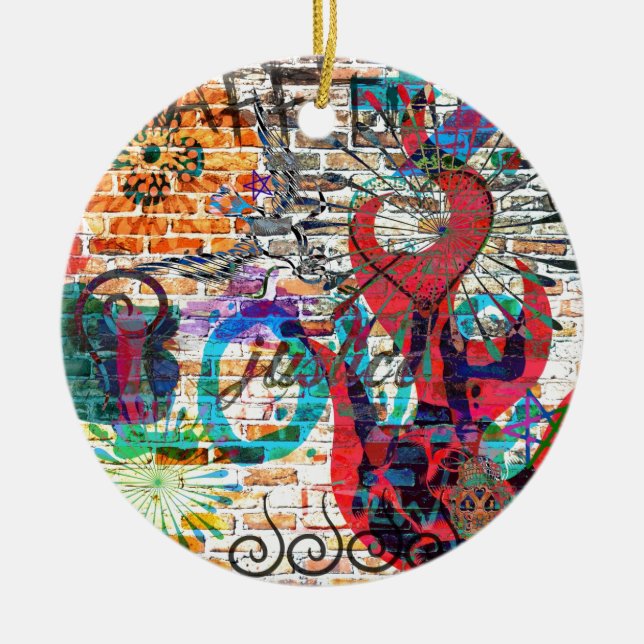 Graffiti Justice Ceramic Tree Decoration (Front)