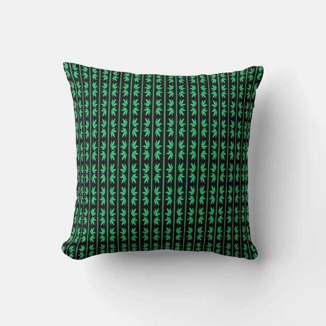 Graffiti Leaf with green stripe Cushion (Front)