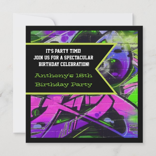 Graffiti Letters Birthday Invitation (Front)