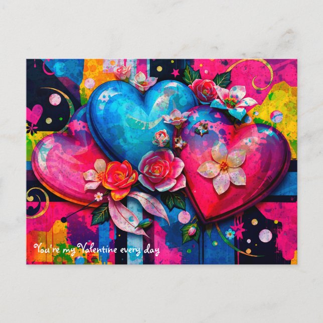 [Graffiti Love} Goth Grunge Valentines Day Postcard (Front)