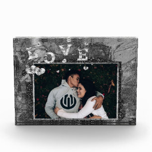 Graffiti Love Grunge Simple Faux Crystal Script Photo Block