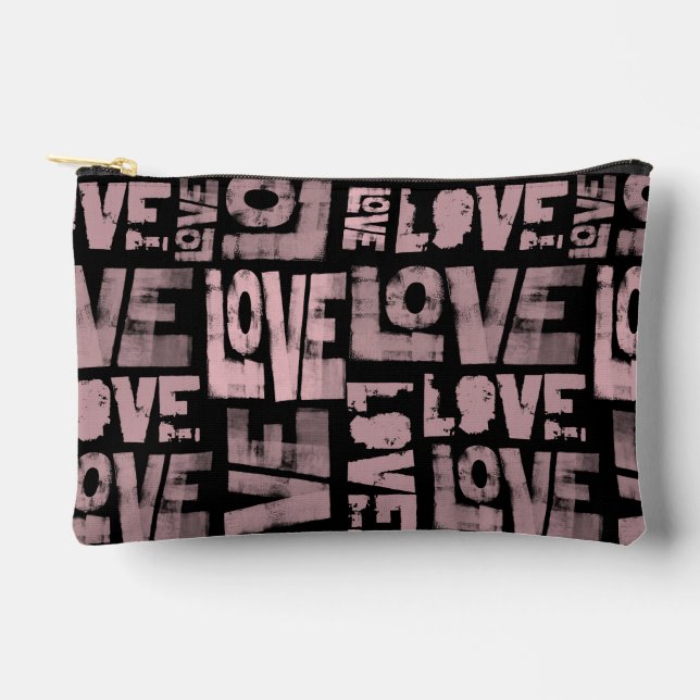 Graffiti Makeup Bag - Pink and Black - Love (Front)