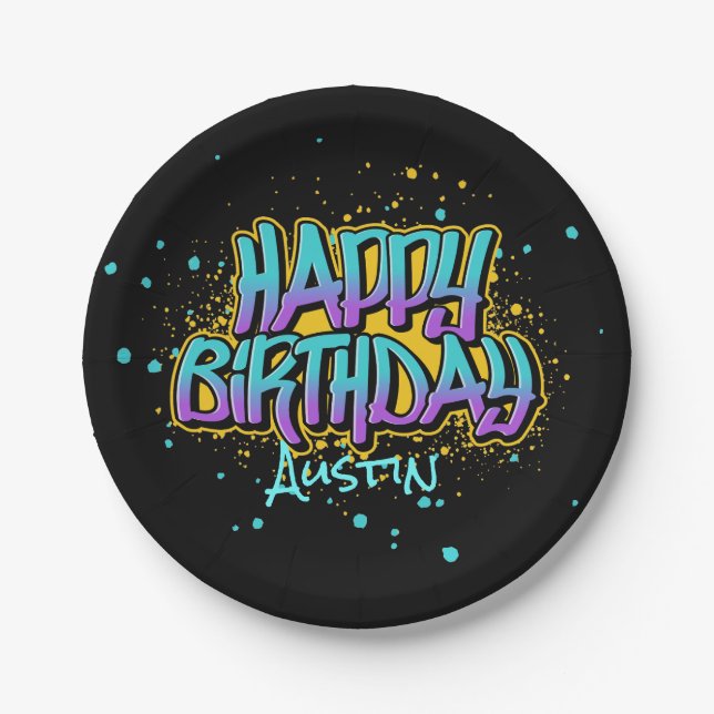 Graffiti Messy Paint Paper Plate (Front)