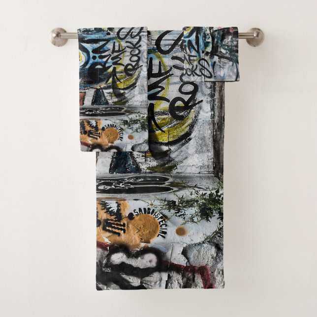 Graffiti Modern Cool Urban Street Art Bath Towel Set (Insitu)