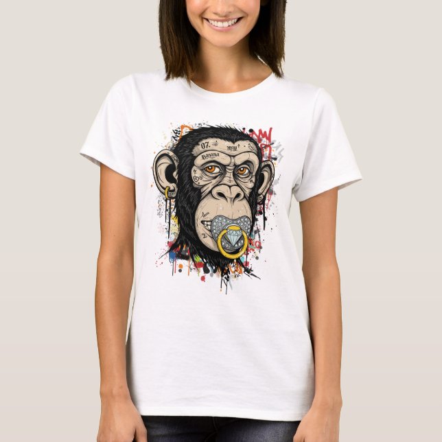 Graffiti Monkey Face Art – Abstract Street Style  T-Shirt (Front)