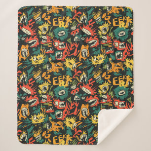 Graffiti Monster Eek Black Halloween (1) Sherpa Blanket