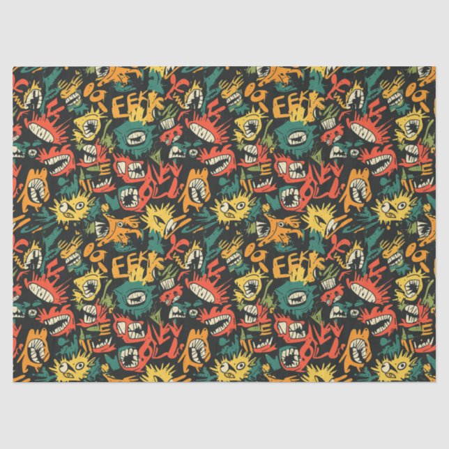 Graffiti Monster Eek Black Halloween (1) Tissue Paper (Front)