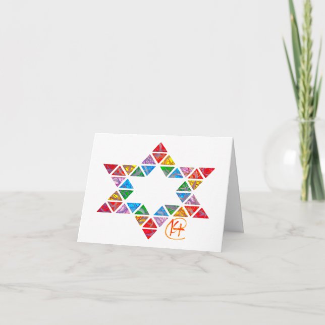 Graffiti Mosaic Jewish Star Art Thank You Card (Front)