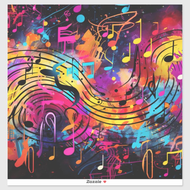 Graffiti Musical Notes Vinyl Sticker (Sheet)