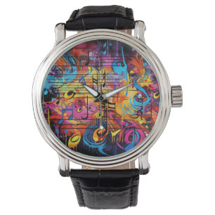 Graffiti Musical Notes Watch