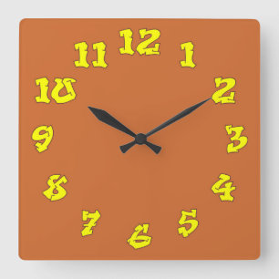 Graffiti Numbers Square Wall Clock