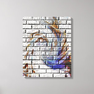 GRAFFITI ON A BRICK WALL CANVAS PRINT