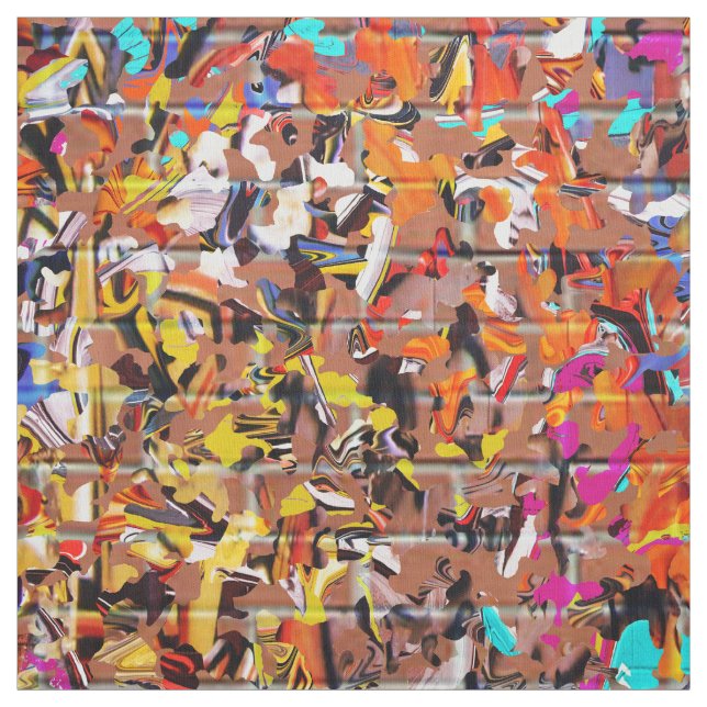 Graffiti on brick fabric (Swatch)