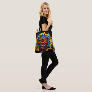 Graffiti Oni Mask Illustration Bold and Unique Art Tote Bag