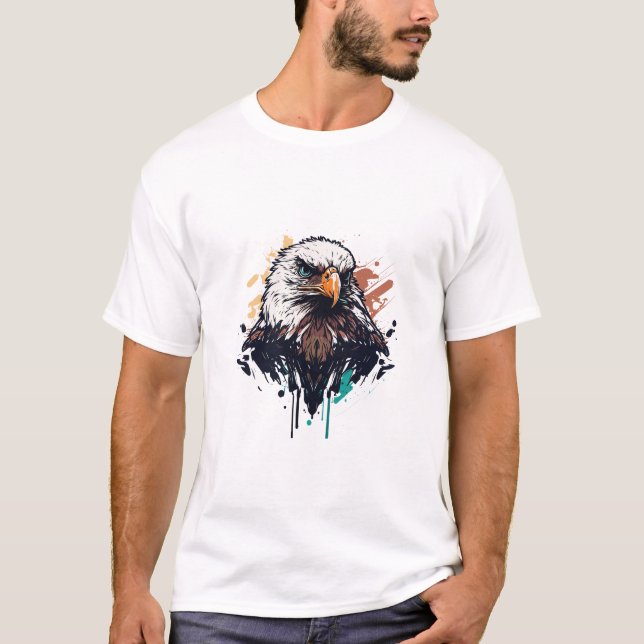 Graffiti Paint Eagle Bird Creative Art Painting T-Shirt (Front)